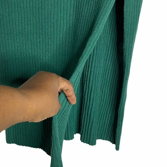 Leith Womens Green Pull On Ribbed Midi Elastic Wai - Picture 3 of 5